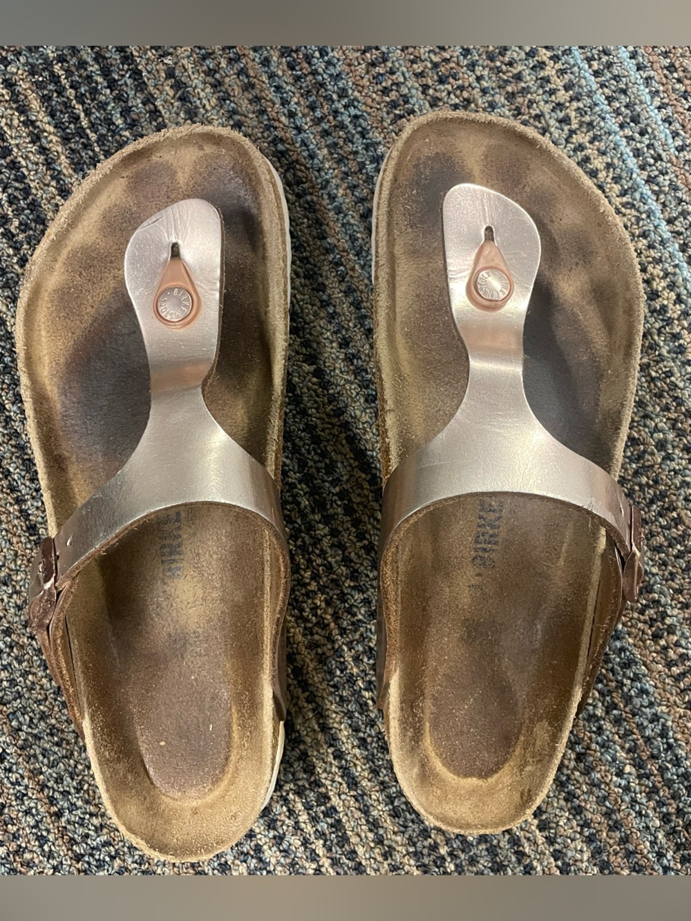 Birkenstock leather rose gold Gizeh sandals, 40/9